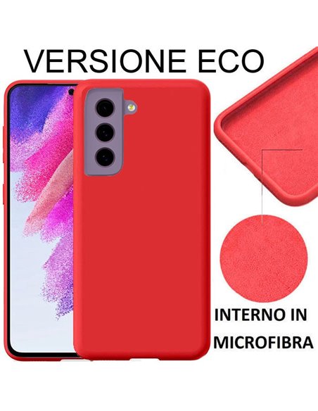 CUSTODIA per SAMSUNG GALAXY S21 FE 5G (SM-G990B) SILICONE EFFETTO SOFT TOUCH - INTERNO IN MICROFIBRA ROSSO VERSIONE ECONOMICA