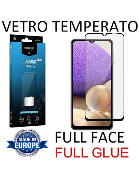 PELLICOLA per SAMSUNG GALAXY A32 5G (SM-A326B) - VETRO TEMPERATO FULL FACE 9H - FULL GLUE CORNICE NERA MYSCREEN DIAMOND LITE