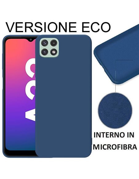 CUSTODIA per SAMSUNG GALAXY A22 5G (A226B) - IN SILICONE EFFETTO SOFT TOUCH ED INTERNO IN MICROFIBRA BLU VERSIONE ECONOMICA