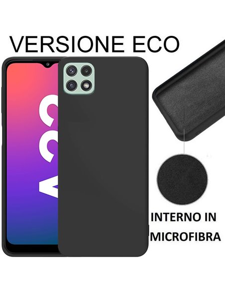 CUSTODIA per SAMSUNG GALAXY A22 5G (A226B) - SILICONE EFFETTO SOFT TOUCH ED INTERNO IN MICROFIBRA NERO VERSIONE ECONOMICA