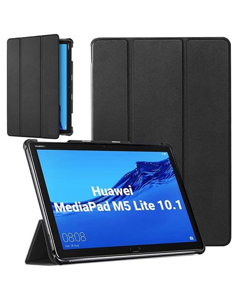 CUSTODIA per HUAWEI MEDIAPAD M5 LITE (10.1') - BOOK ORIZZONTALE CON STAND COLORE NERO