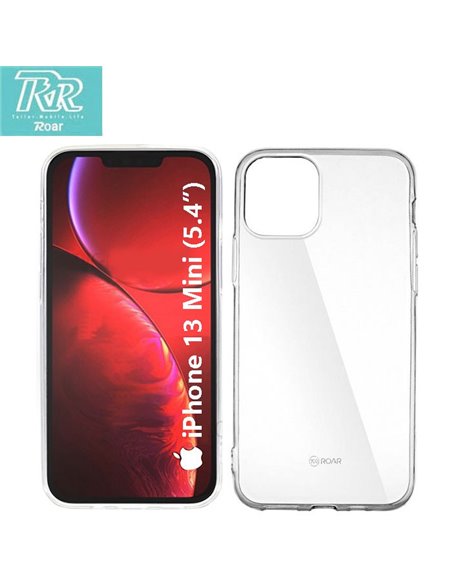 CUSTODIA per APPLE IPHONE 13 MINI (5.4') IN GEL TPU SILICONE TRASPARENTE ALTA QUALITA' ROAR COLORFUL BLISTER