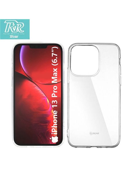 CUSTODIA per APPLE IPHONE 13 PRO MAX (6.7') IN GEL TPU SILICONE TRASPARENTE ALTA QUALITA' ROAR COLORFUL BLISTER