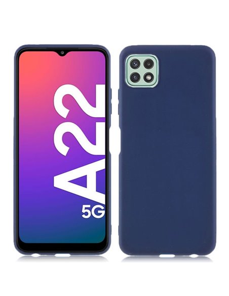 CUSTODIA per SAMSUNG GALAXY A22 5G (SM-A226B) - IN GEL TPU SILICONE SLIM COLORE BLU SATINATO - ATTENZIONE..