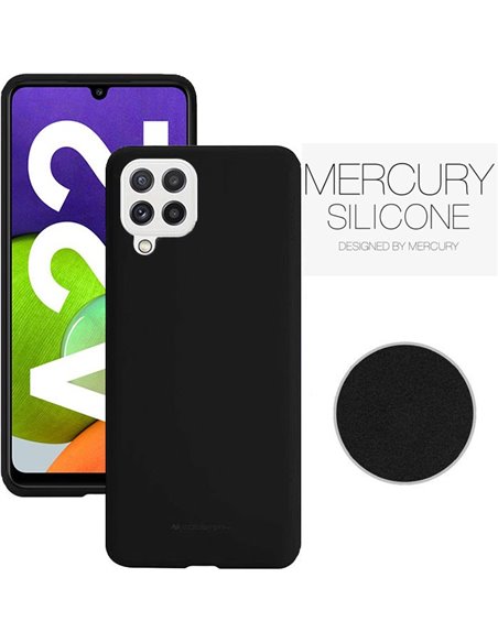 CUSTODIA per SAMSUNG GALAXY A22 (SM-A225F) - IN SILICONE CON INTERNO IN MICROFIBRA COLORE NERO ALTA QUALITA' BLISTER - ATTENZION