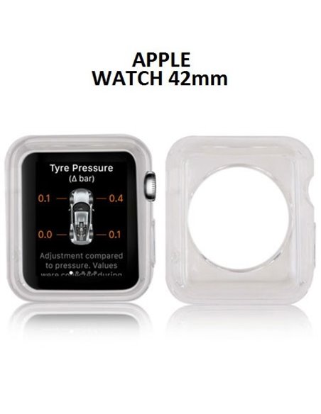 CUSTODIA GEL TPU SILICONE per APPLE WATCH 42MM COLORE BIANCO TRASPARENTE