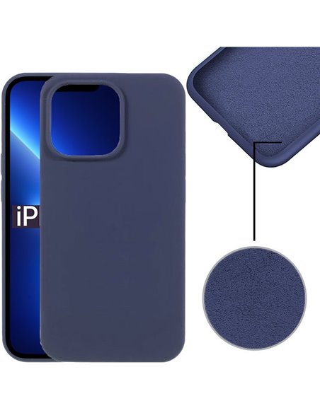 CUSTODIA per APPLE IPHONE 13, IPHONE 14 (6.1') IN SILICONE CON EFFETTO SOFT TOUCH ED INTERNO IN MICROFIBRA BLU VERSIONE ECO