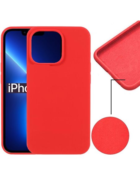 CUSTODIA per APPLE IPHONE 13, IPHONE 14 (6.1') IN SILICONE CON EFFETTO SOFT TOUCH ED INTERNO IN MICROFIBRA ROSSO VERSIONE ECO