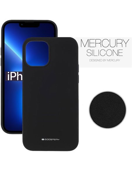 CUSTODIA per APPLE IPHONE 13, IPHONE 14 (6.1') IN SILICONE CON INTERNO IN MICROFIBRA COLORE NERO ALTA QUALITA' MERCURY BLISTER