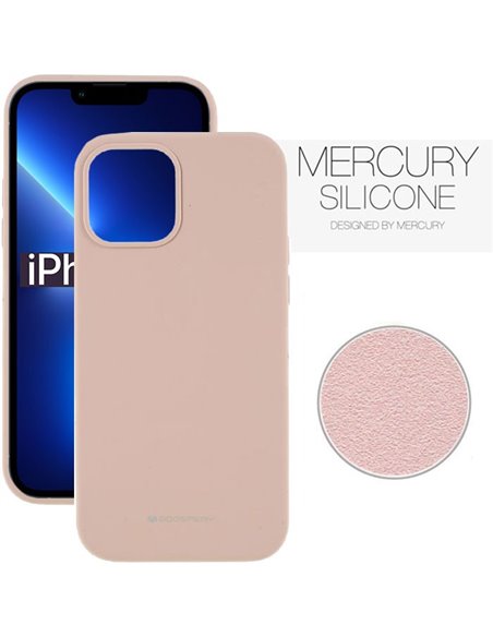 CUSTODIA per APPLE IPHONE 13, IPHONE 14 (6.1') IN SILICONE CON INTERNO IN MICROFIBRA COLORE SAND ALTA QUALITA' MERCURY BLISTER