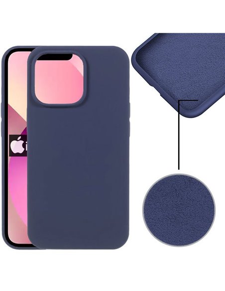 CUSTODIA per APPLE IPHONE 13 MINI (5.4') IN SILICONE CON EFFETTO SOFT TOUCH ED INTERNO IN MICROFIBRA BLU VERSIONE ECONOMICA