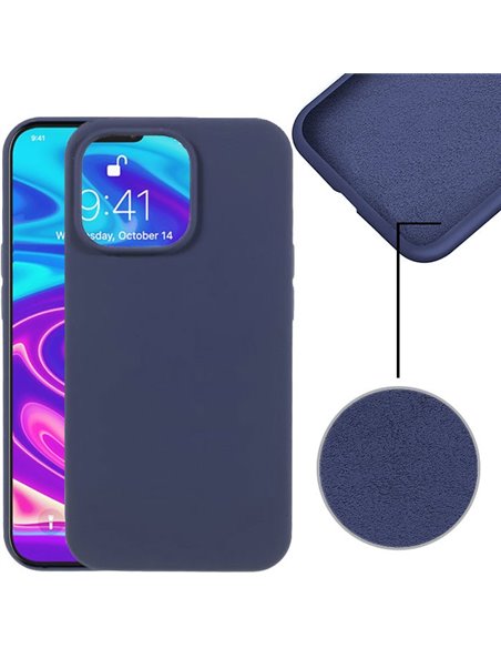 CUSTODIA per APPLE IPHONE 13 PRO (6.1') IN SILICONE CON EFFETTO SOFT TOUCH ED INTERNO IN MICROFIBRA BLU VERSIONE ECONOMICA