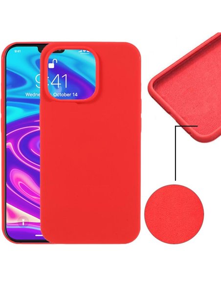 CUSTODIA per APPLE IPHONE 13 PRO (6.1') IN SILICONE CON EFFETTO SOFT TOUCH ED INTERNO IN MICROFIBRA ROSSO VERSIONE ECONOMICA