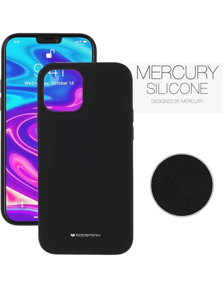 CUSTODIA per APPLE IPHONE 13 PRO (6.1') IN SILICONE CON INTERNO IN MICROFIBRA COLORE NERO ALTA QUALITA' MERCURY BLISTER