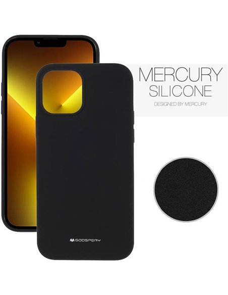 CUSTODIA per APPLE IPHONE 13 PRO MAX (6.7') IN SILICONE CON INTERNO IN MICROFIBRA COLORE NERO ALTA QUALITA' MERCURY BLISTER