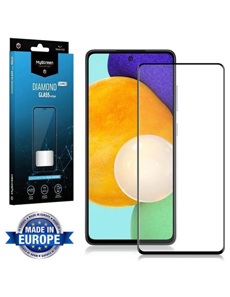 PELLICOLA per SAMSUNG GALAXY A52 4G, A52 5G - VETRO TEMPERATO FULL FACE 9H - FULL GLUE CORNICE NERA MYSCREEN DIAMOND LITE