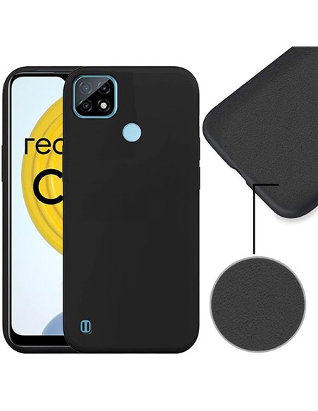 CUSTODIA per REALME C21 SILICONE CON EFFETTO SOFT TOUCH ED INTERNO IN MICROFIBRA COLORE NERO ECONOMICA