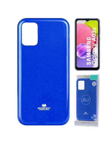 CUSTODIA per SAMSUNG GALAXY A03s (SM-A037F) IN GEL TPU SILICONE COLORE BLU LUCIDO ALTA QUALITA' MERCURY BLISTER