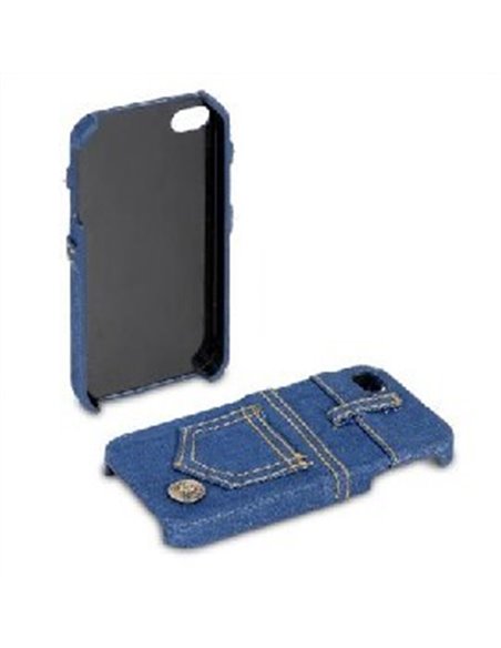 CUSTODIA per APPLE IPHONE 4, IPHONE 4S - BACK RIGIDA IN TESSUTO JEANS COLORE BLU