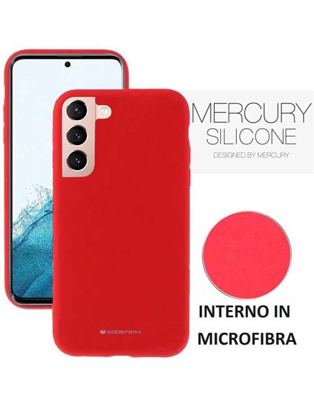 CUSTODIA per SAMSUNG GALAXY S22 5G (SM-S901B) - IN SILICONE CON INTERNO IN MICROFIBRA COLORE ROSSO ALTA QUALITA' MERCURY BLISTER