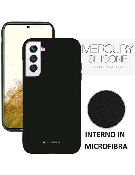 CUSTODIA per SAMSUNG GALAXY S22 PLUS 5G (S906B) - IN SILICONE CON INTERNO IN MICROFIBRA COLORE NERO ALTA QUALITA' MERCURY BLISTE