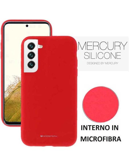 CUSTODIA per SAMSUNG GALAXY S22 PLUS 5G (S906B) - IN SILICONE CON INTERNO IN MICROFIBRA COLORE ROSSO ALTA QUALITA' MERCURY BLIST