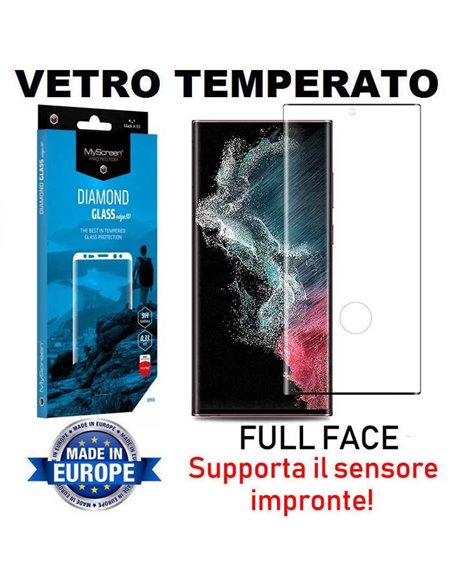 PELLICOLA per SAMSUNG GALAXY S22 ULTRA 5G (SM-S908B) - VETRO TEMPERATO FULL FACE 3D 9H 0,33mm CON CORNICE COLORE NERO MYSCREEN