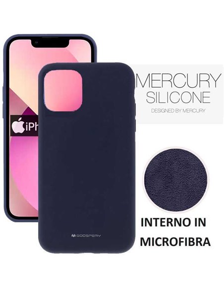 CUSTODIA per APPLE IPHONE 13 MINI (5.4') IN SILICONE CON INTERNO IN MICROFIBRA COLORE BLU ALTA QUALITA' MERCURY BLISTER