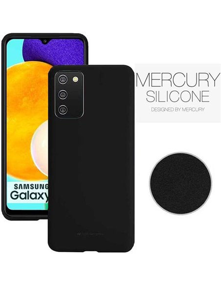 CUSTODIA per SAMSUNG GALAXY A03s (SM-A037F) - IN SILICONE CON INTERNO IN MICROFIBRA COLORE NERO ALTA QUALITA' MERCURY BLISTER