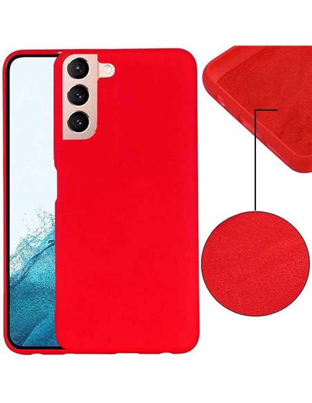 CUSTODIA per SAMSUNG GALAXY S22 5G (S901B) SILICONE EFFETTO SOFT TOUCH - INTERNO IN MICROFIBRA ROSSO VERSIONE ECONOMICA