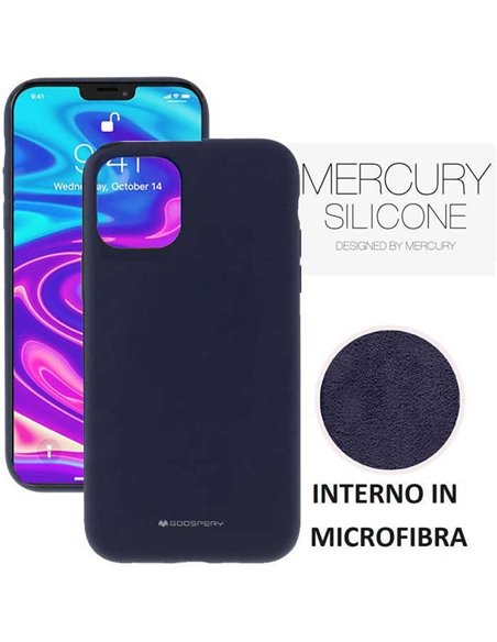 CUSTODIA per APPLE IPHONE 13 PRO (6.1') IN SILICONE CON INTERNO IN MICROFIBRA COLORE BLU ALTA QUALITA' MERCURY BLISTER