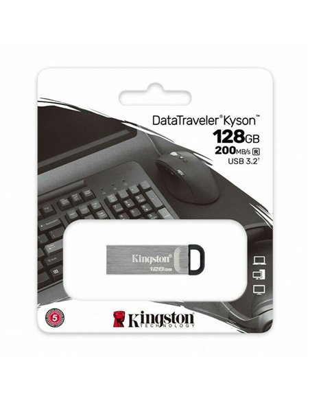 PEN DRIVE 128GB USB 3.2 CON CORPO IN METALLO, VELOCITA' IN LETTURA FINO A 200MB/s E ASOLA DI AGGANCIO DTKN/128GB KINGSTON BLISTE