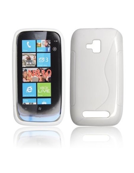 CUSTODIA GEL TPU SILICONE DOUBLE per NOKIA LUMIA 610 COLORE BIANCO