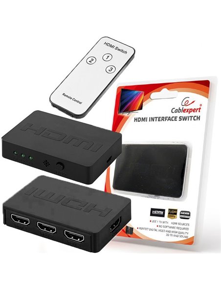 SWITCH HDMI 3 PORTE FULL HD 1080p CON TELECOMANDO CABLEXPERT