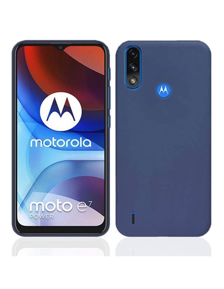 CUSTODIA per MOTOROLA MOTO E7 POWER, MOTO E7i POWER IN GEL TPU SILICONE SLIM COLORE BLU SATINATO