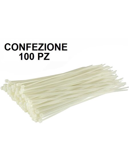 FASCETTE IN NYLON POLIAMMIDE PER CABLAGGIO MISURA 300X3,6mm CONFEZIONE 100 PEZZI COLORE BIANCO 59964H INLINE