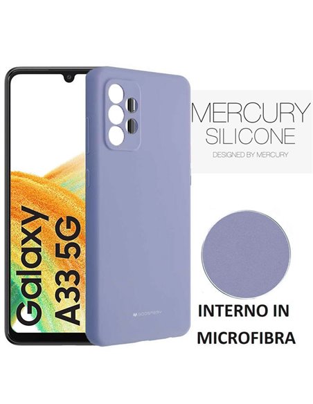 CUSTODIA per SAMSUNG GALAXY A33 5G (SM-A336) IN SILICONE CON INTERNO IN MICROFIBRA COLORE LAVANDA ALTA QUALITA' MERCURY BLISTER