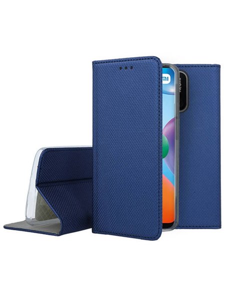 CUSTODIA per XIAOMI REDMI 10C, POCO C40 - FLIP ORIZZONTALE CON CHIUSURA MAGNETICA INVISIBILE E INTERNO IN TPU COLORE BLU