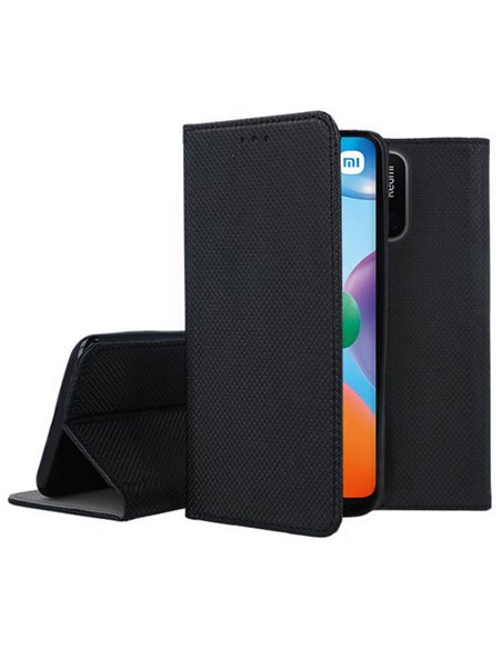 CUSTODIA per XIAOMI REDMI 10C, POCO C40 - FLIP ORIZZONTALE CON CHIUSURA MAGNETICA INVISIBILE E INTERNO IN TPU COLORE NERO