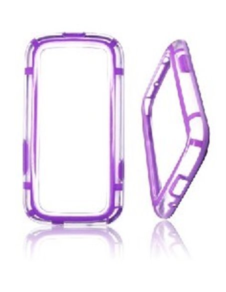 CUSTODIA GEL TPU SILICONE BUMPER per SAMSUNG i9300 Galaxy S3, I9300i Galaxy S3 Neo VIOLA-TRASPARENTE