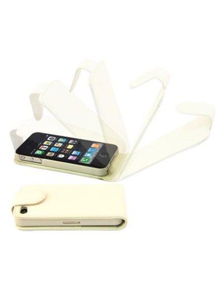 CUSTODIA VERTICALE FLIP PELLE per APPLE IPHONE 4, 4s COLORE BIANCO