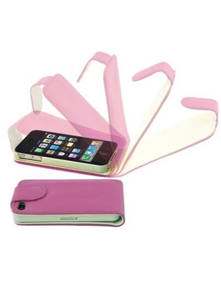 CUSTODIA VERTICALE FLIP PELLE per APPLE IPHONE 4, 4s COLORE ROSA