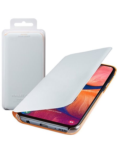 CUSTODIA ORIGINALE per SAMSUNG GALAXY A20e (SM-A202) - WALLET COVER COLORE BIANCO EF-WA202PWEGWW BLISTER