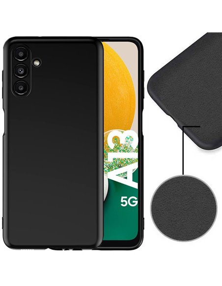 CUSTODIA per SAMSUNG GALAXY A13 5G, A04S - SILICONE EFFETTO SOFT TOUCH INTERNO IN MICROFIBRA NERO VERSIONE ECO - ATTENZIONE..