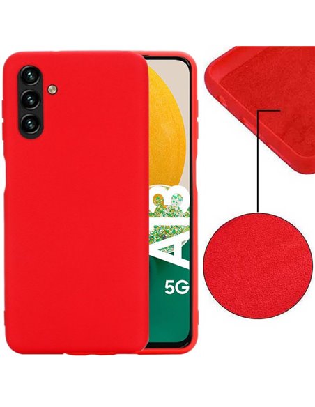 CUSTODIA per SAMSUNG GALAXY A13 5G, A04S - SILICONE EFFETTO SOFT TOUCH INTERNO IN MICROFIBRA ROSSO VERSIONE ECO - ATTENZIONE..