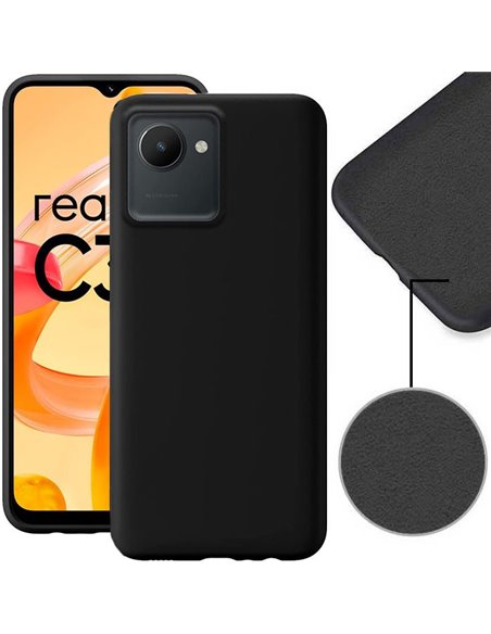 CUSTODIA per REALME C30, NARZO 50I PRIME IN SILICONE EFFETTO SOFT TOUCH CON INTERNO IN MICROFIBRA COLORE NERO VERSIONE ECO