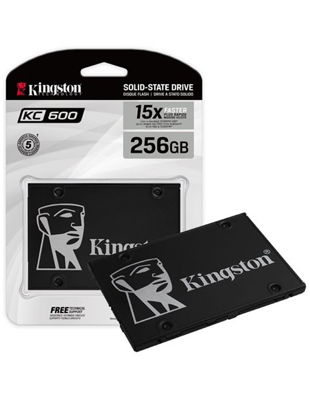 DRIVE A STATO SOLIDO SSD KC600 256GB SATA Rev 3.0 (6Gb/s) DA 2,5' CON VELOCITA' DI LETTURA FINO A 550MB/s COLORE NERO KINGSTON B