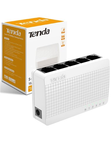 MINI SWITCH 5 PORTE FAST ETHERNET 10/100 Mbps CON VELOCITA' FULL DUPLEX FINO A 200Mbps COLORE BIANCO TENDA S105-MINI BLISTER
