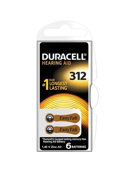 BATTERIA 1.45V ACUSTICA 312 - BLISTER 6 pz. EASY TAB HEARING AIR DURACELL