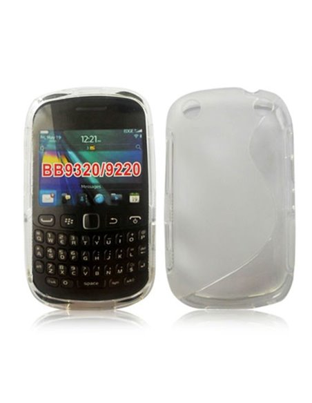 CUSTODIA GEL TPU SILICONE DOUBLE per BLACKBERRY 9320 CURVE, 9220 COLORE BIANCO-TRASPARENTE